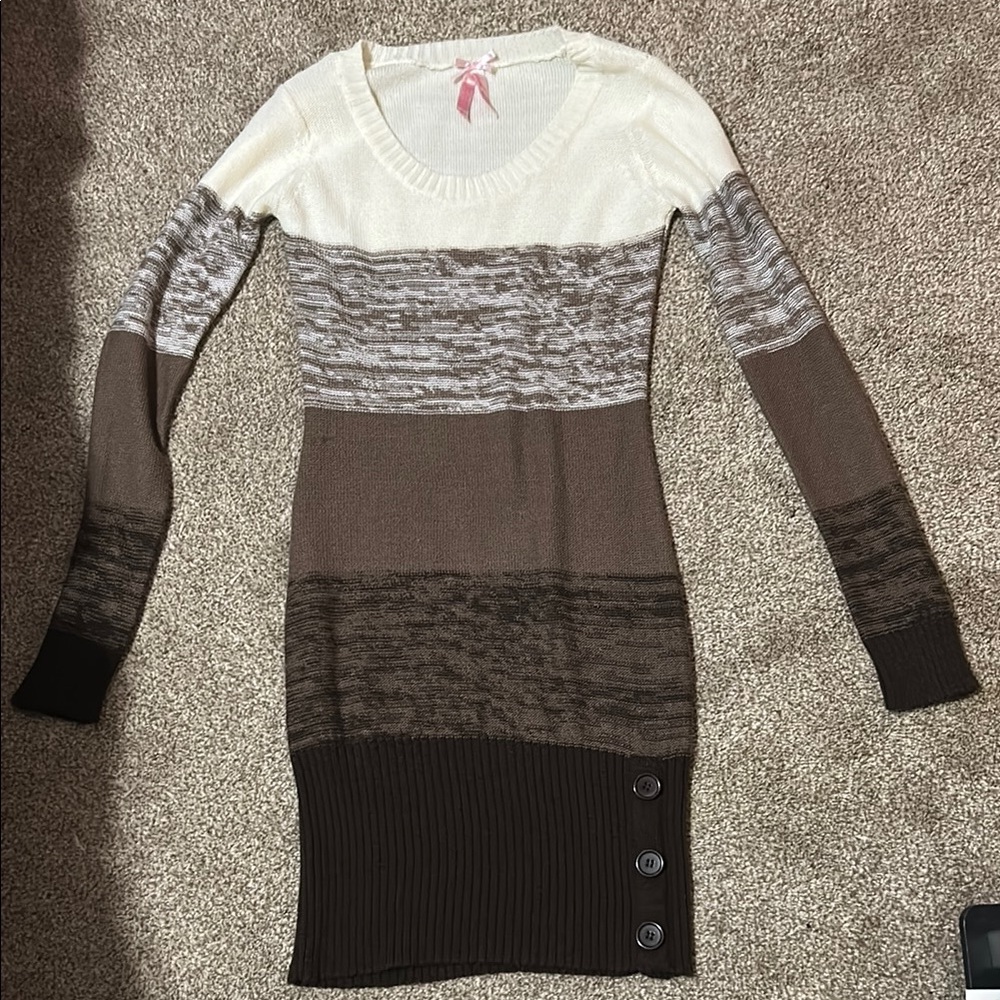 Striped Long Sleeve Sweater Dress